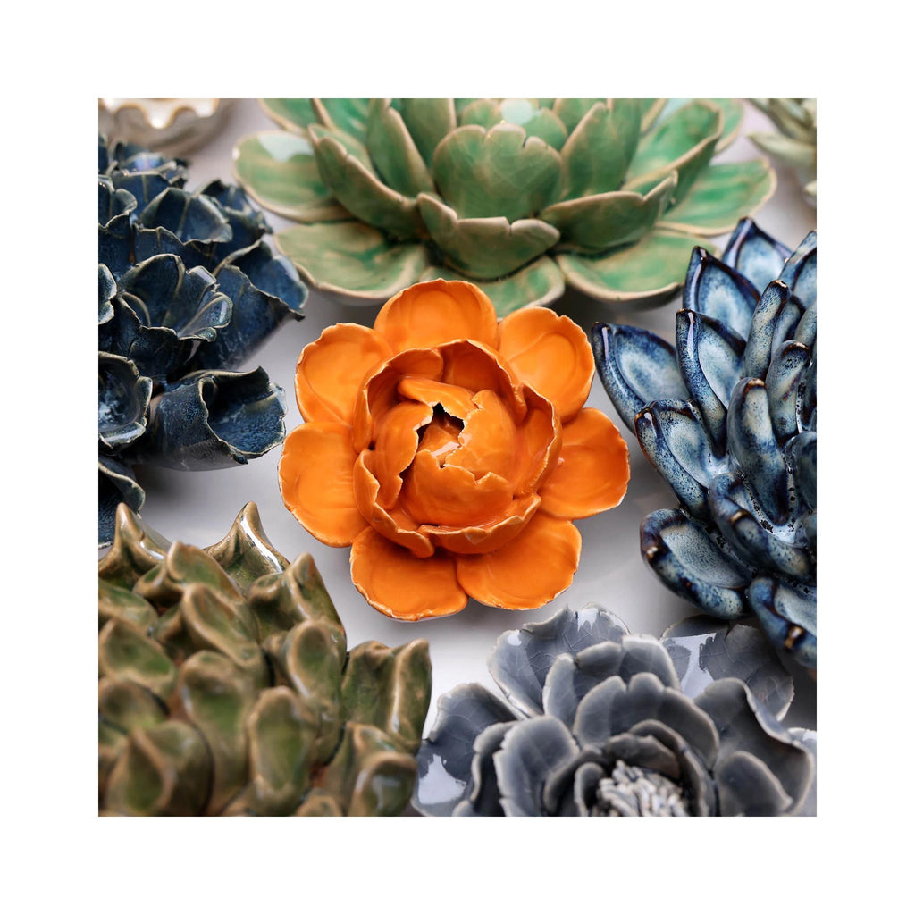 Ceramic Coral Flower - Orange Peony