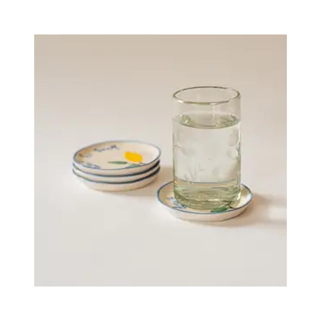 Hand-painted Stoneware Inspiration Coasters - in use