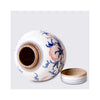  Round Storage Jar with Peach Design - opened