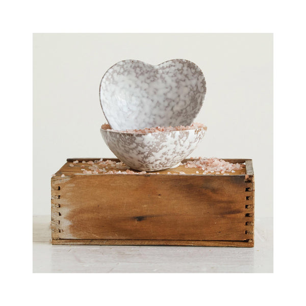 Stoneware Heart Dish -stacked