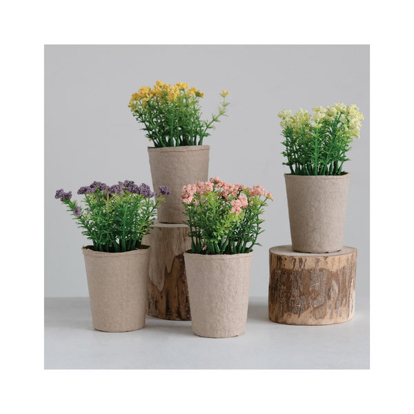 Faux Plants in Paper Pots