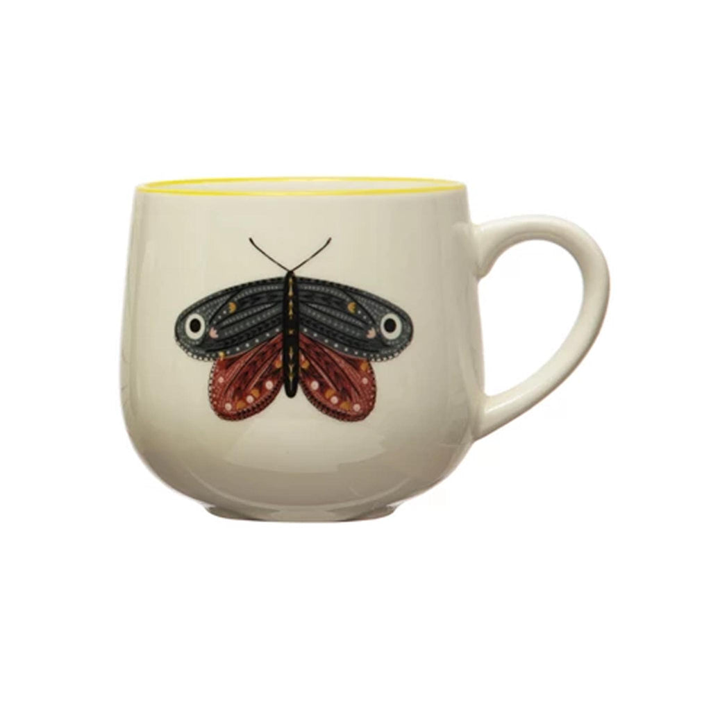 Stoneware Mugs with Insects - Butterfly Grey/Red