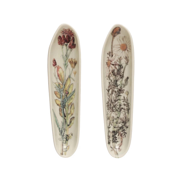 Floral Stoneware Skinny Dishes