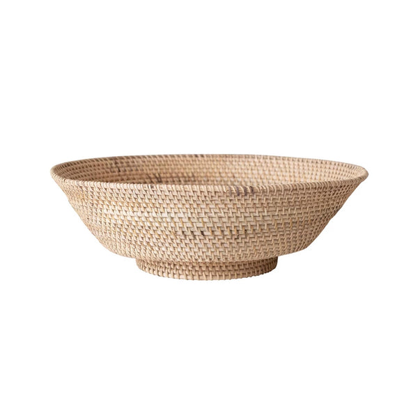 Decorative Hand-Woven Rattan Footed Bowl