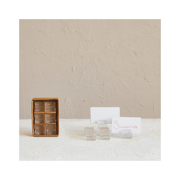 Glass Block Place Card Holders Set