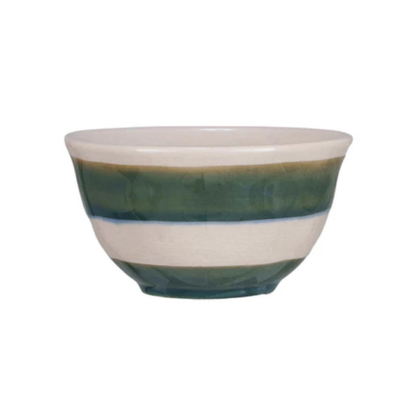 Striped Stoneware Bowls - Forest Green