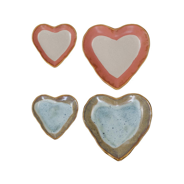 Gold Trimmed Stoneware Heart Dish Sets