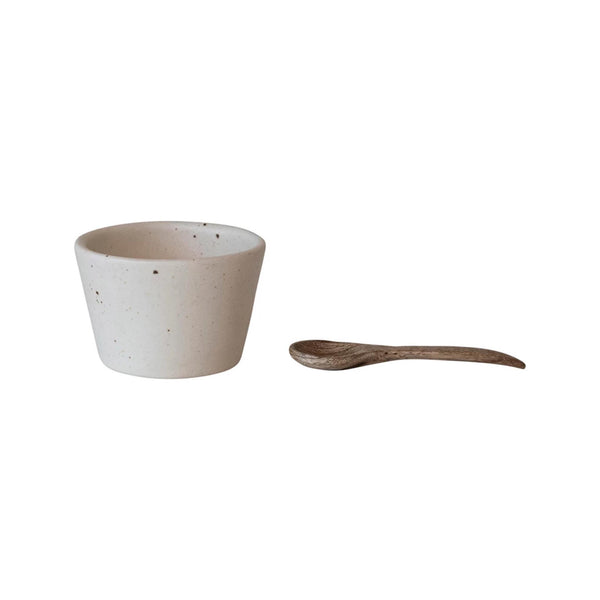 Speckled Stoneware Bowl with Spoon