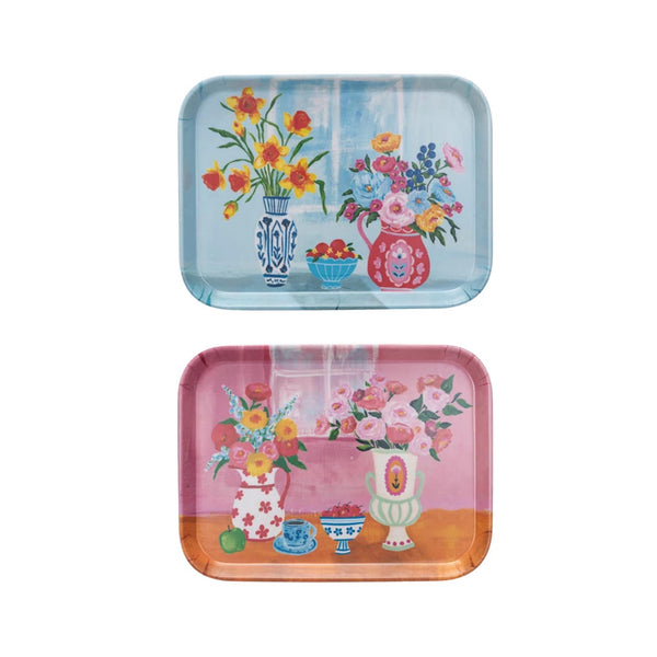 Floral Bamboo Fiber Trays