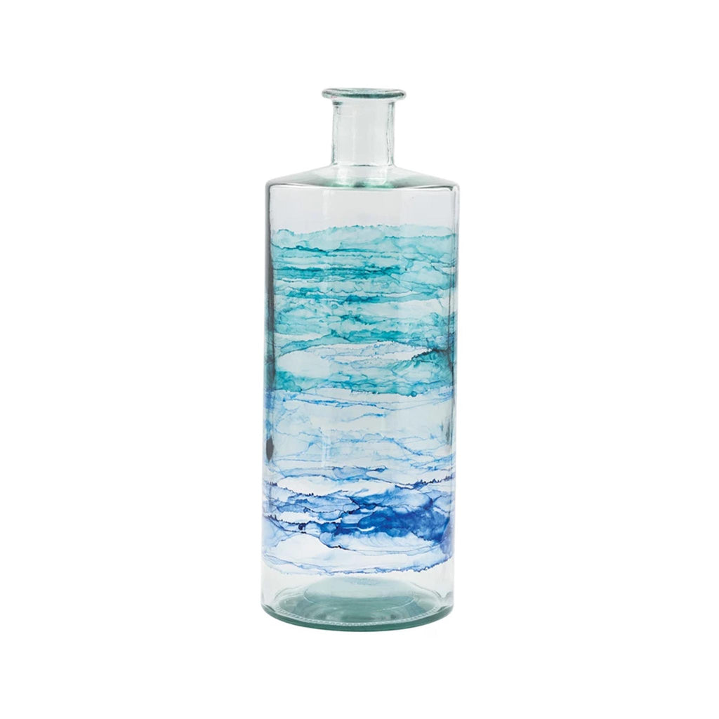 Blue Ombre Recycled Glass Vases - Tall