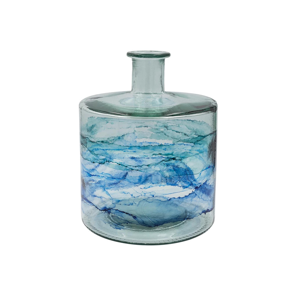 Blue Ombre Recycled Glass Vases - Short