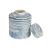 Blue & White Striped Ginger Jar - opening