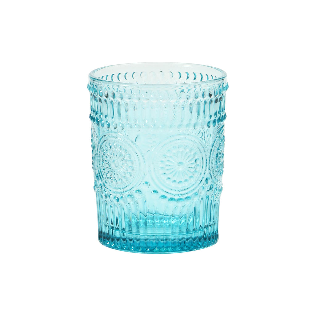 Embossed Double Old Fashioned Glasses - Blue