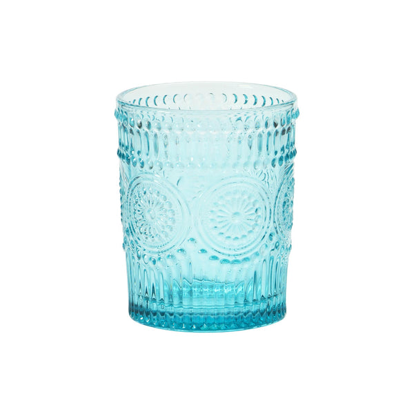 Embossed Double Old Fashioned Glasses - Blue