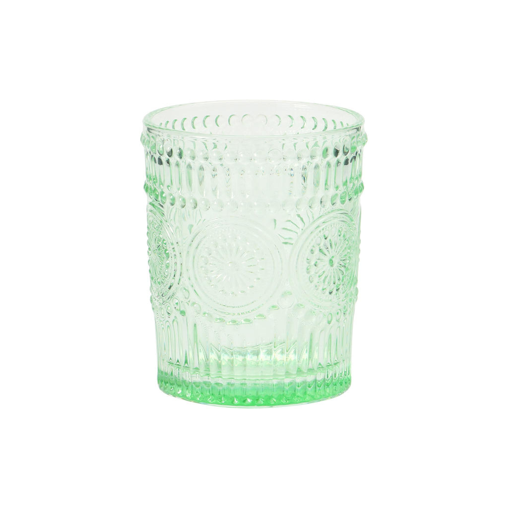 Embossed Double Old Fashioned Glasses - Green