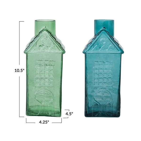 House Shaped Glass Vases - dimensions