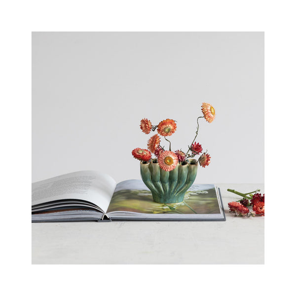 Sectioned Stoneware Sculptural Vase - in use