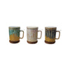 Reactive Glaze Stoneware Mugs with Strainer & Saucer