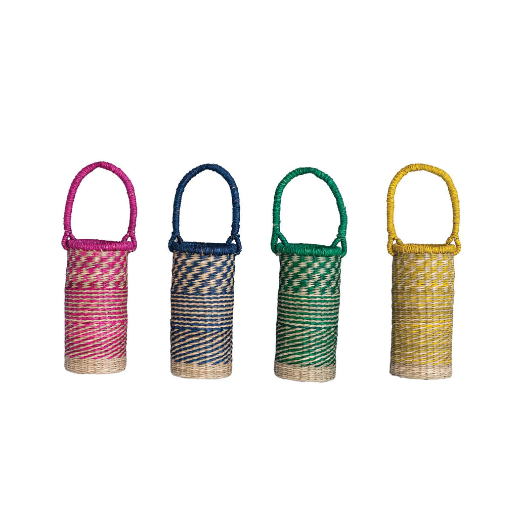 Hand-Woven Seagrass Bottle Baskets