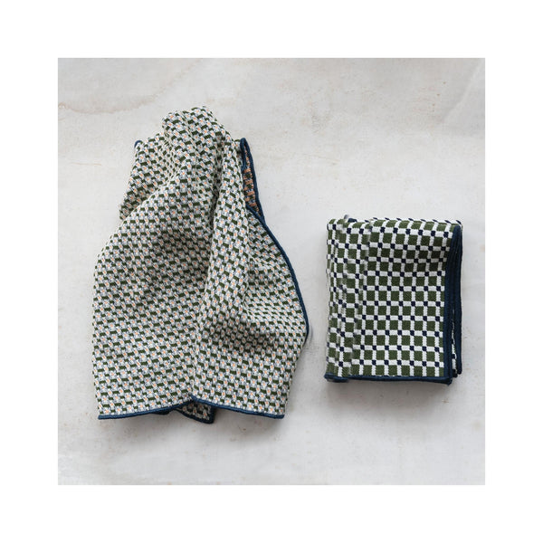Woven Cotton Tea Towels with Stitched Edge - close up