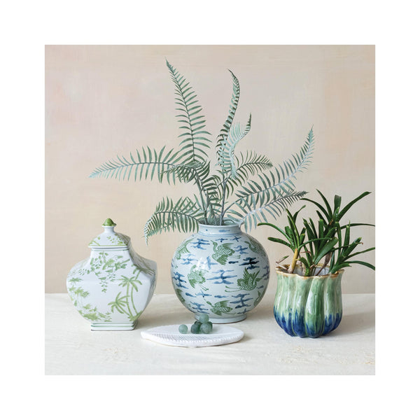 Two-Tone Fluted Stoneware Planter