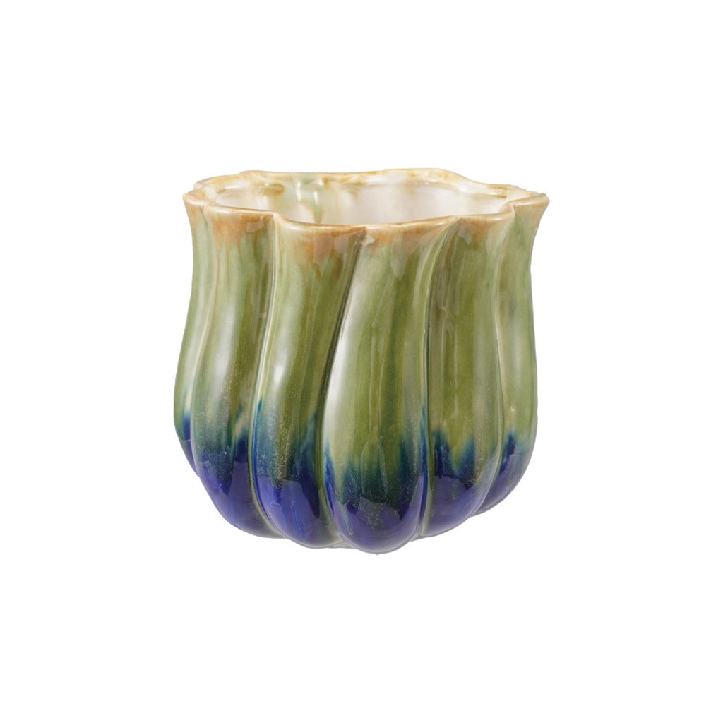 Two-Tone Fluted Stoneware Planter