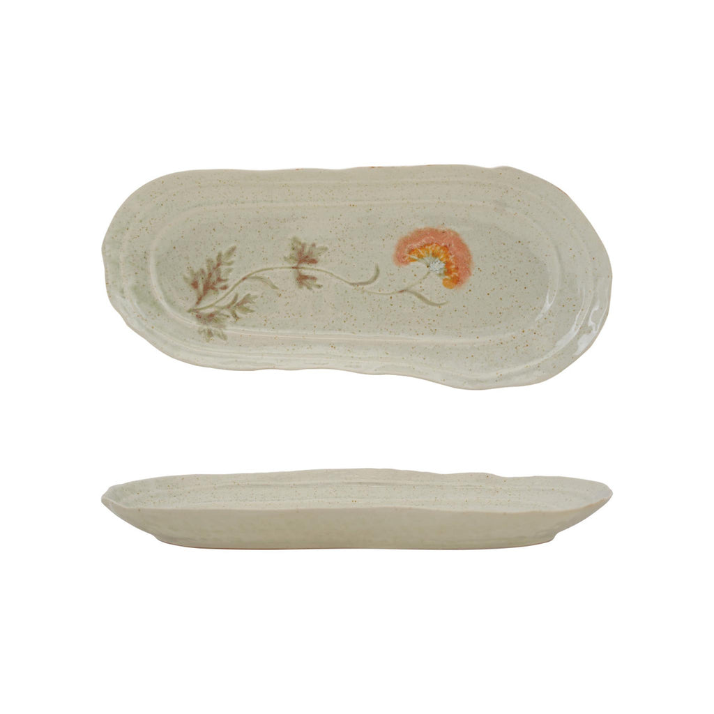 Hand-Painted Stoneware Organic Shaped Platter