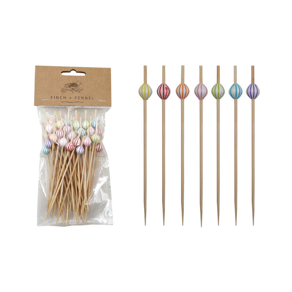 Striped Ball Bamboo Picks
