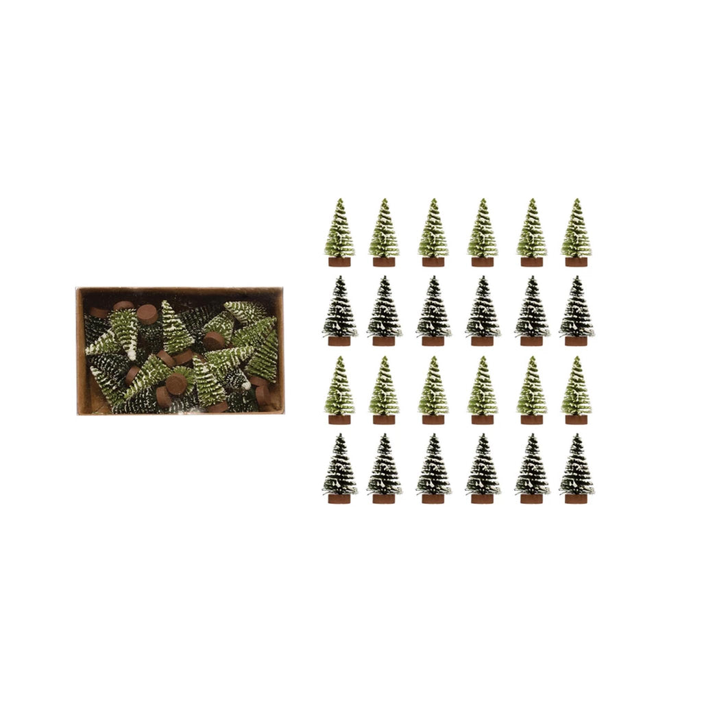 Flocked Mini Bottle Brush Tree Set of 24 - Boxed