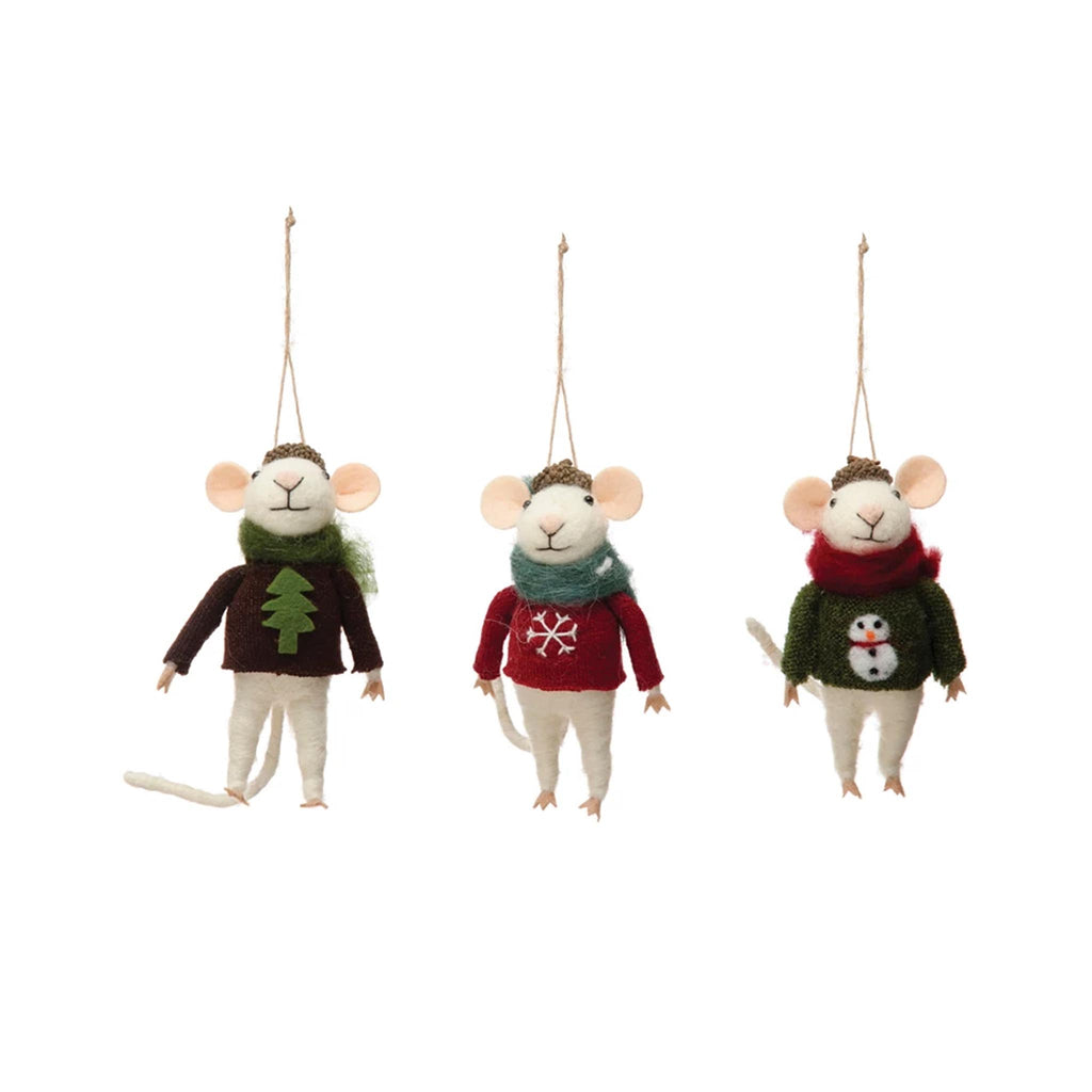 Sweater Clad Mouse Ornaments