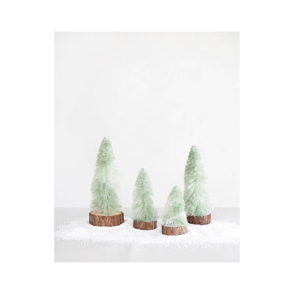 Fabric Trees with Wood Slice Bases