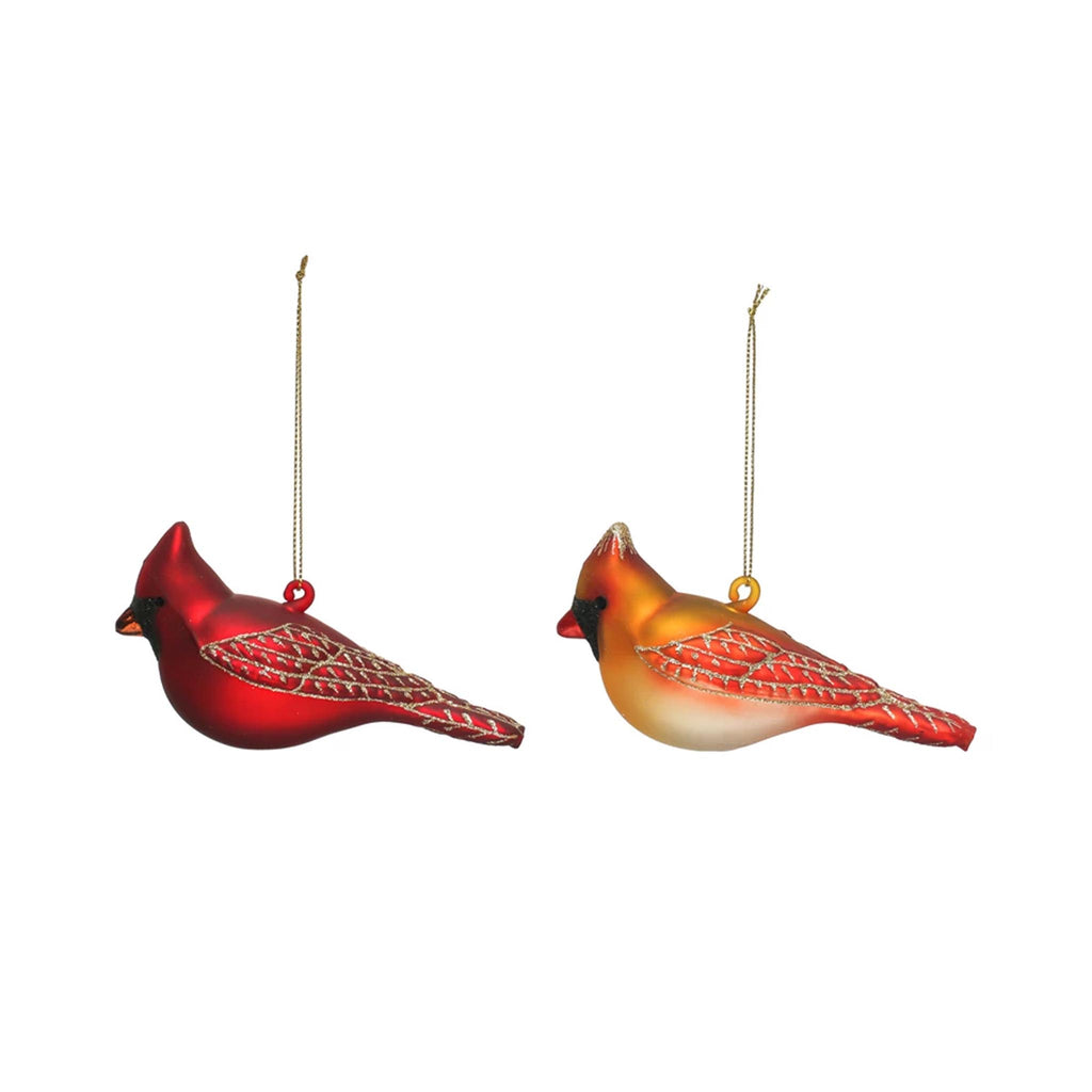 Hand-painted Glass Cardinal Ornaments