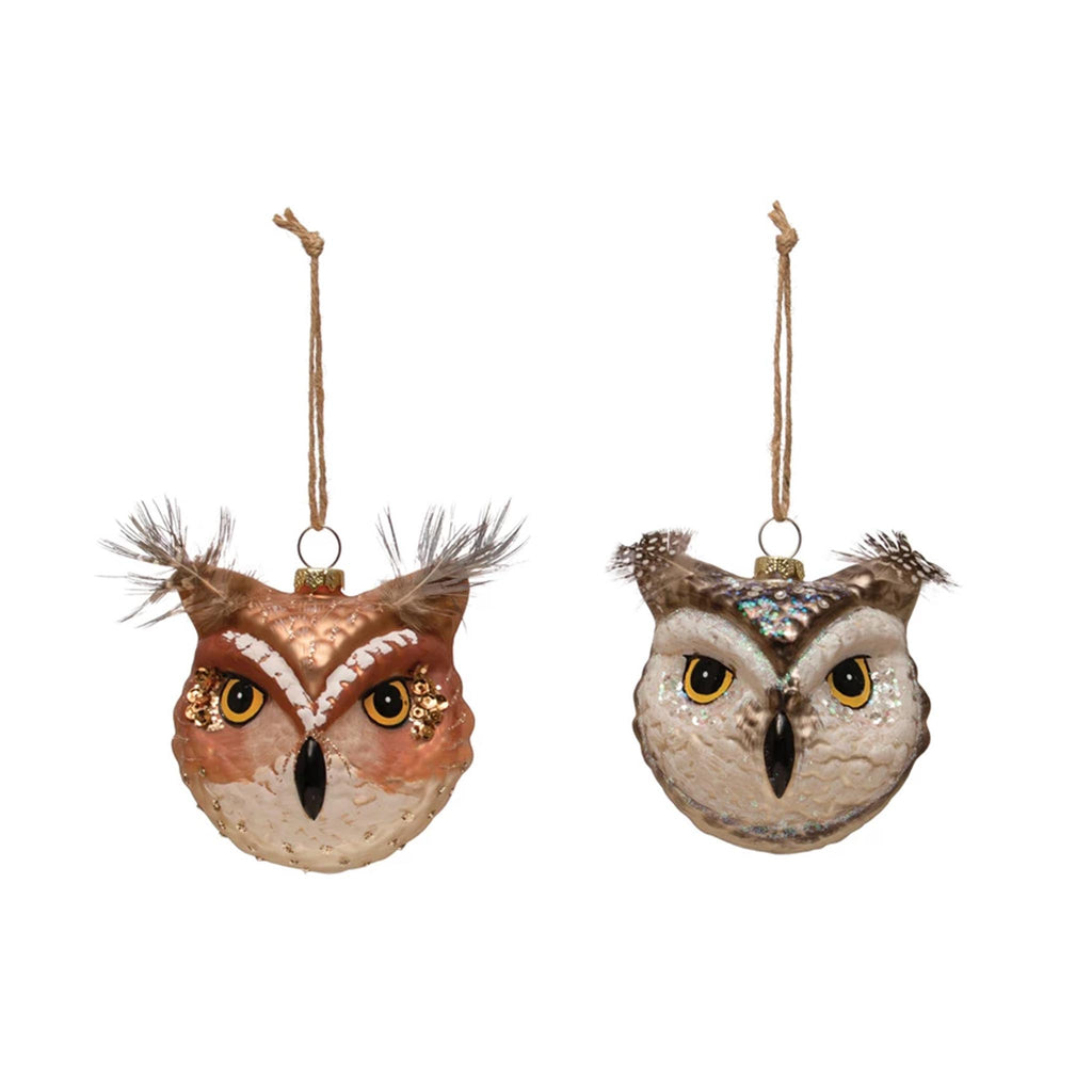 Hand-painted Glass Owl Ornaments