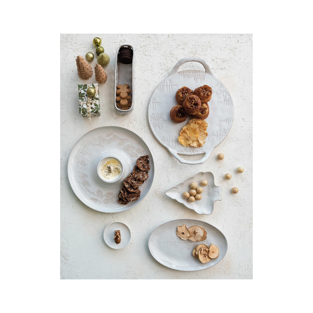 Debossed Stoneware Platter/Tray with Trees - in grouping