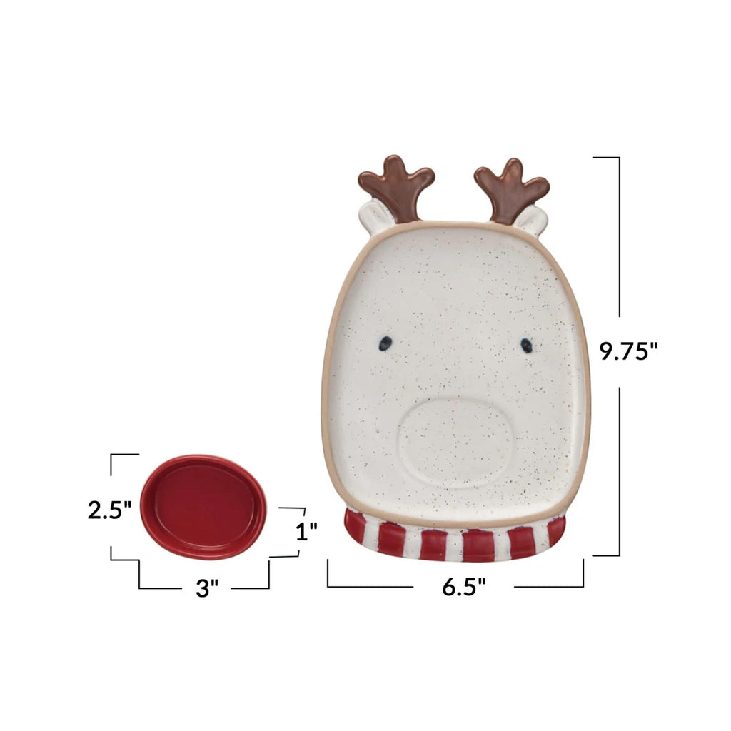 Reindeer Plate with Red Nose Bowl - dimensions