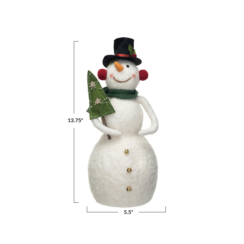 Felt Snowman with Christmas Tree - dimensions