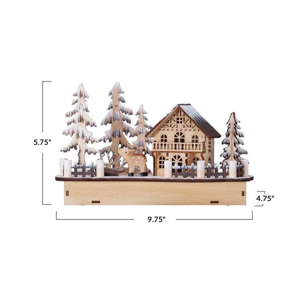 LED Light Up Laser-Cut Wood Village- dimensions