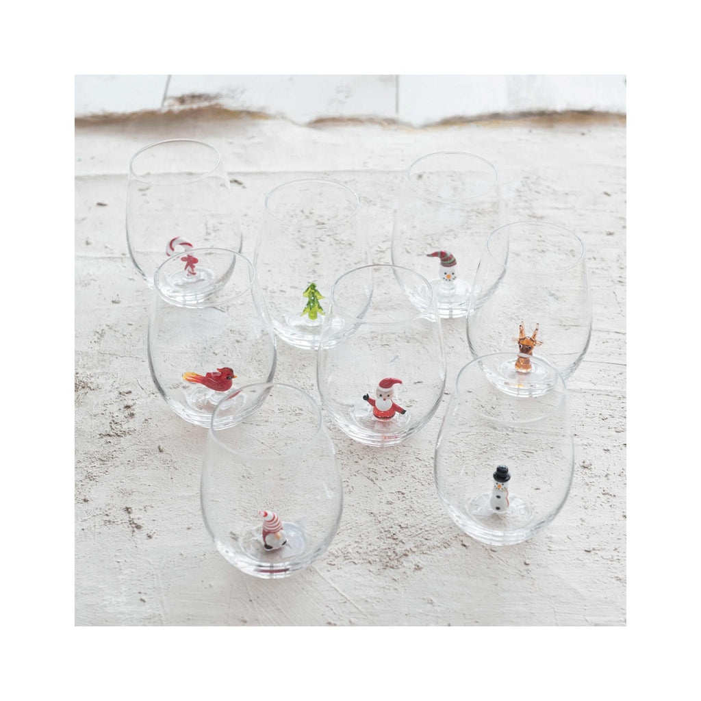 Stemless Wine Glasses with Inside Figures