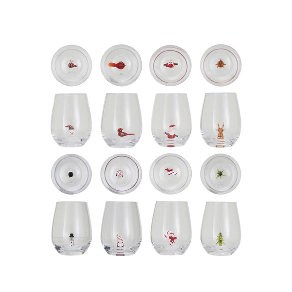 Stemless Wine Glasses with Inside Figures