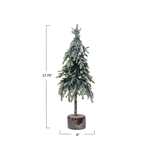 Faux Fir Tree with Wood Base - dimensions