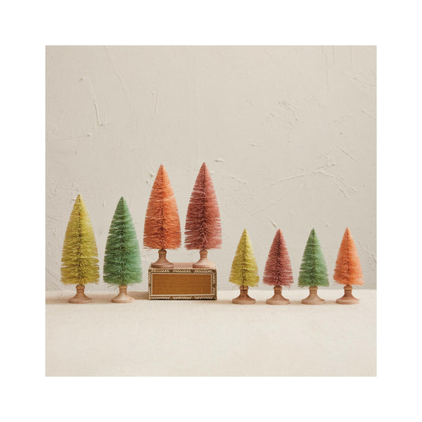 Sisal Bottle Brush Trees with Wood Base - Medium