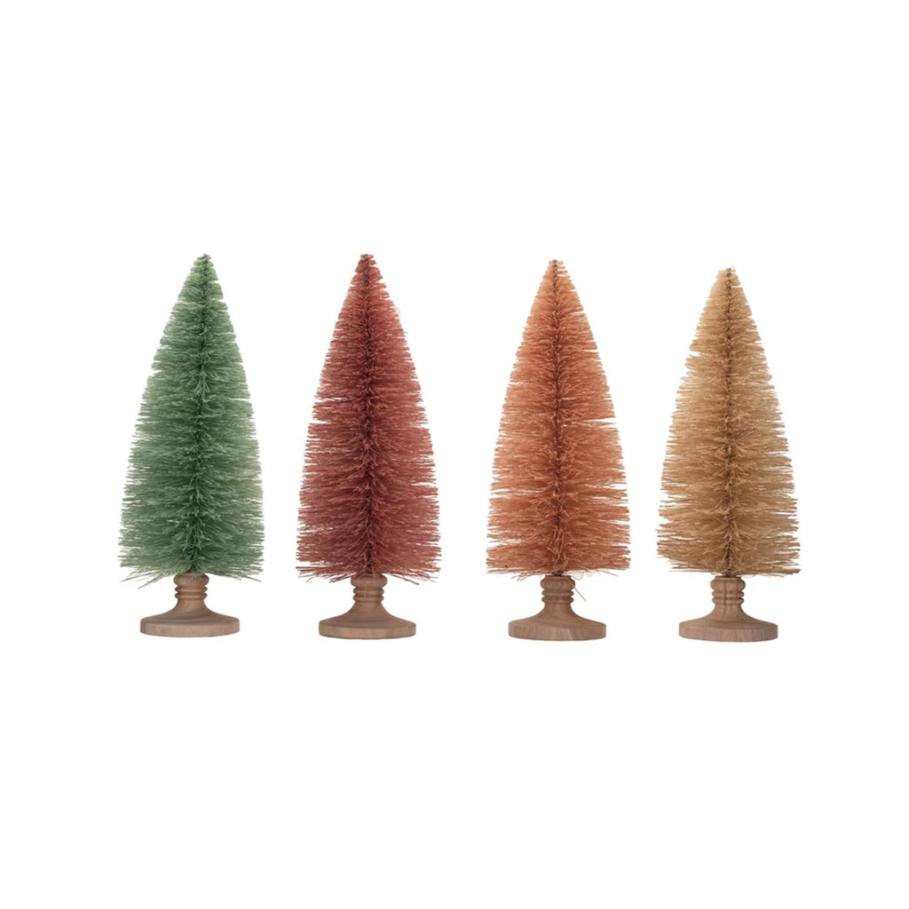 Sisal Bottle Brush Trees with Wood Base - Tall