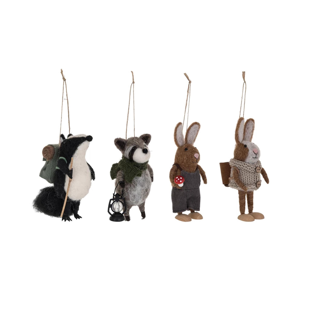 Handmade Wool Felt  Forest Animals Ornaments