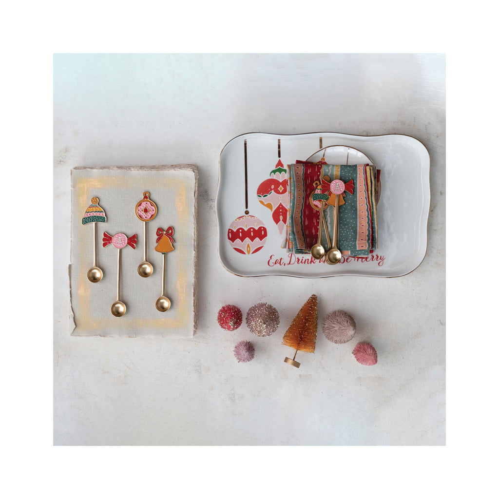 Zinc Alloy Spoons with Holiday Icons - on display
