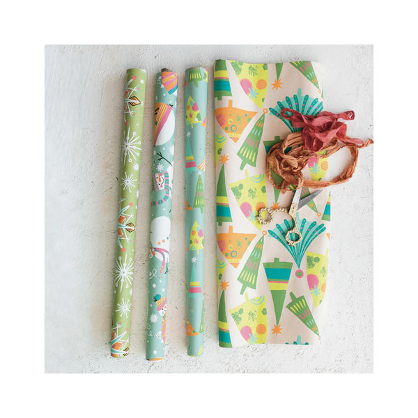 Recycled Paper Christmas Gift Wrap Sheets - Roll of 12