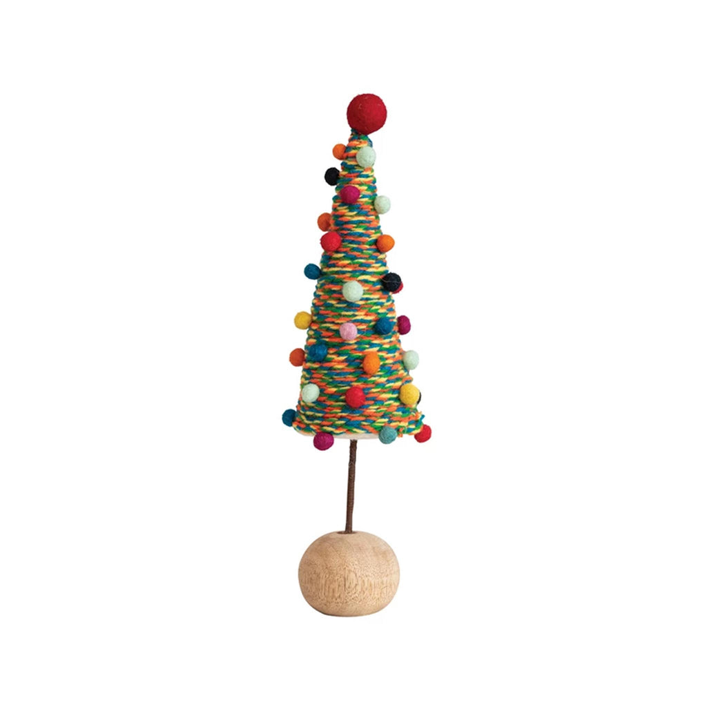 Handmade Wool Felt Trees with Pompoms - Medium