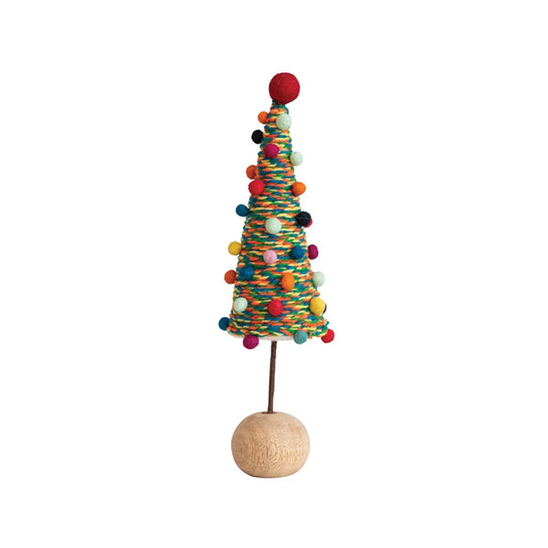 Handmade Wool Felt Trees with Pompoms - Medium