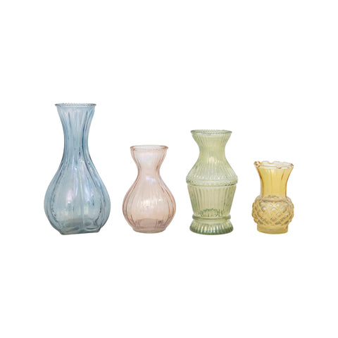 Debossed Glass Bud Vases