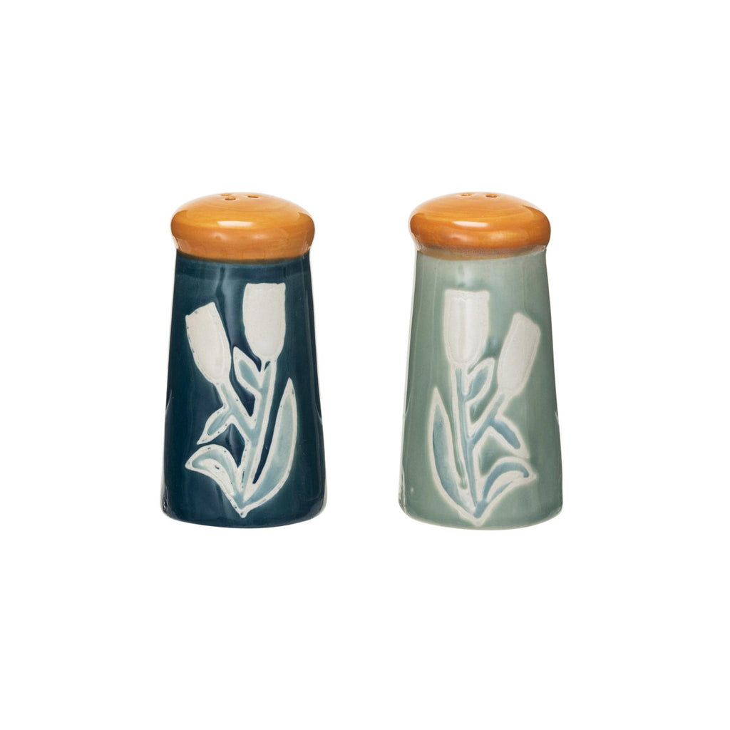 Wax Relief Floral Salt & Pepper Shaker Set