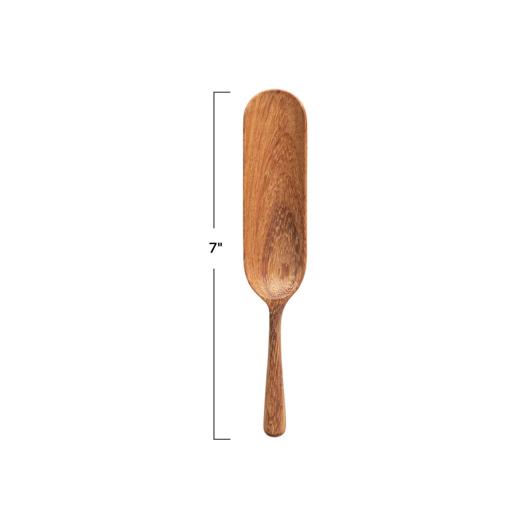 Hand-carved Doussie Wooden Spoon/Scoop - dimensions